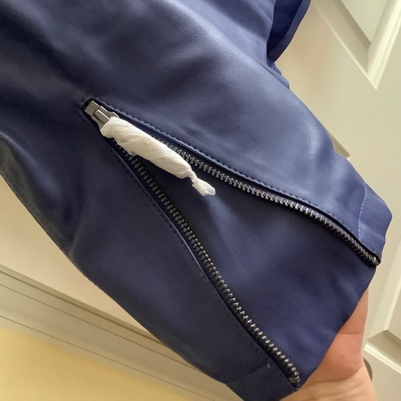 G.I.L.I. Faux Leather Peplum Motorcycle Jacket Deep Cobalt SZ 12 - Picture 13 of 16